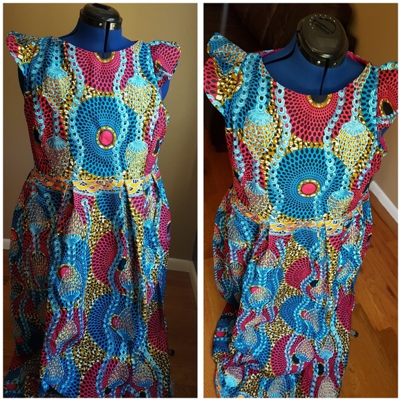 Embroidered African Prints Dress - Picture 6 of 6